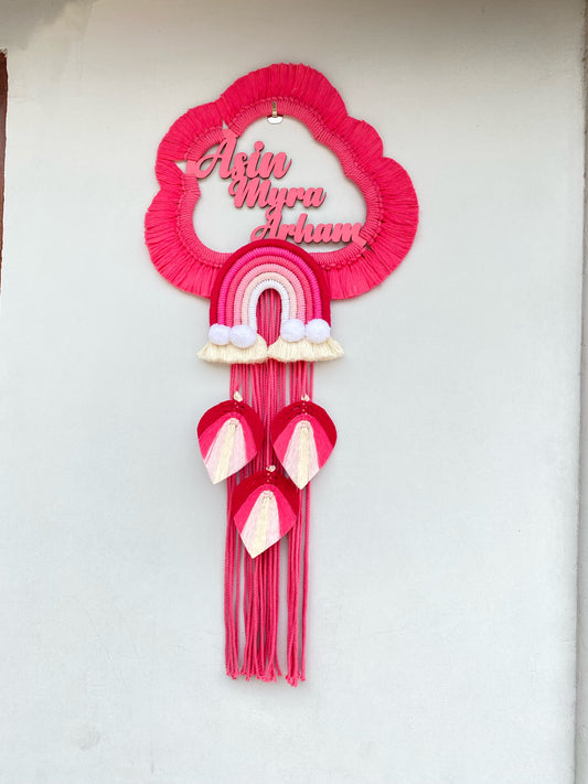 Macrame pink nameplate