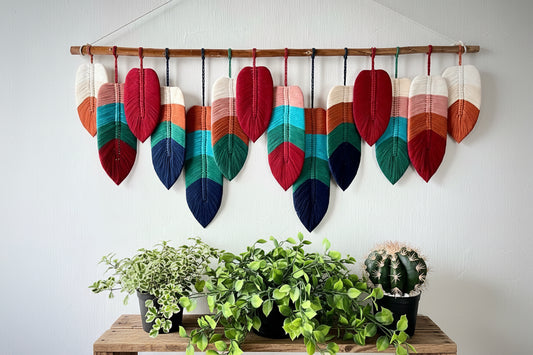 Peaceful plume feather wall hanging