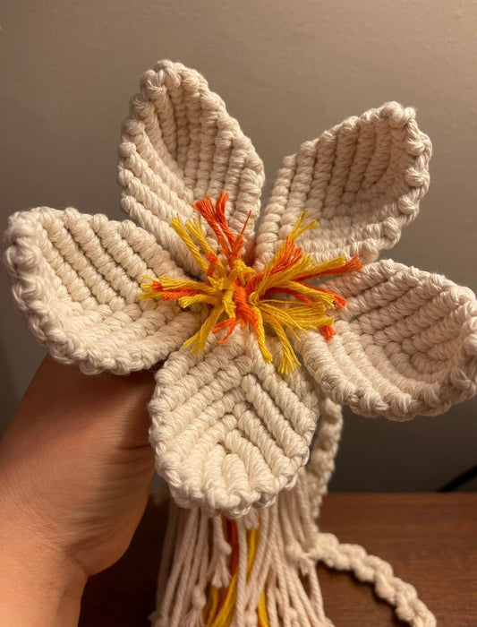 Macrame flower curtain holder