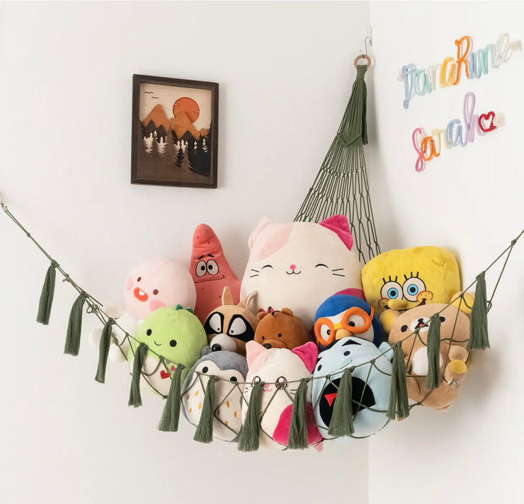 Macrame Toy Hammock For Boho Nursery Storage Solution