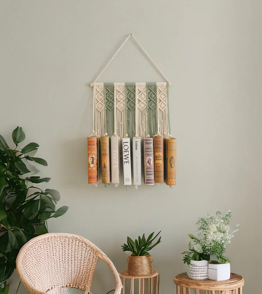 Macrame Book Holder For Boho Living Room Decor
