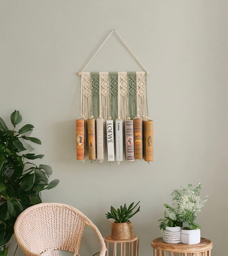Macrame Book Holder For Boho Living Room Decor