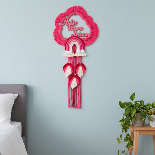 Macrame pink nameplate