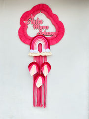 Macrame pink nameplate