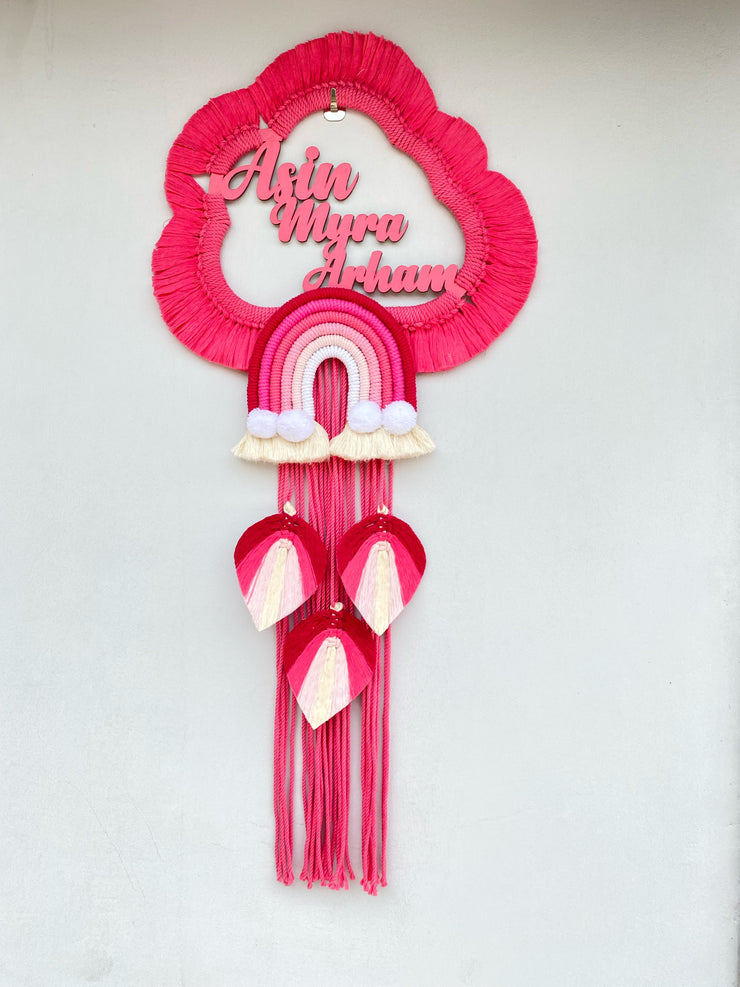 Macrame pink nameplate