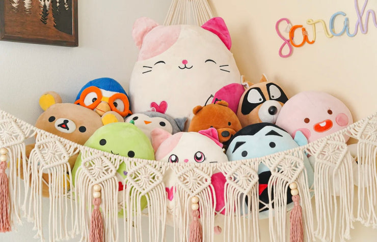 Macrame Toy Hammock For Boho Nursery Storage Solution