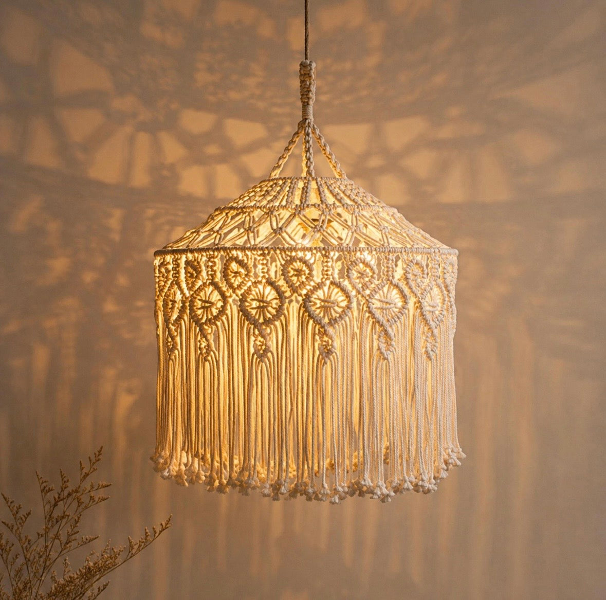 WARM GLOW MACRAME LAMPSHADE