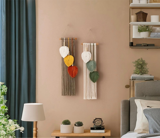 Small wall hanging with feathers