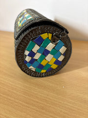 Multi Colour Antique Brass purse|| Metal Cylindrical Bag