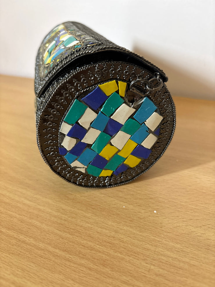 Multi Colour Antique Brass purse|| Metal Cylindrical Bag
