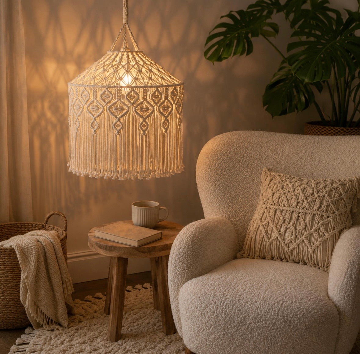 WARM GLOW MACRAME LAMPSHADE