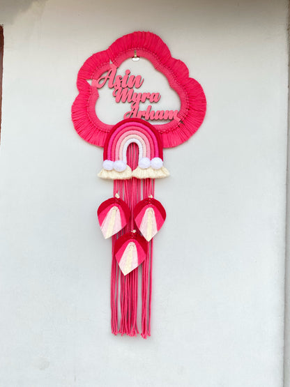Macrame pink nameplate