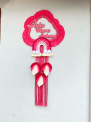 Macrame pink nameplate