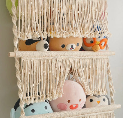 Macrame Squishmallow Net For Boho Toy Storage And Nursery Decor