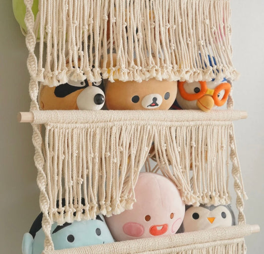 Macrame Squishmallow Net For Boho Toy Storage And Nursery Decor