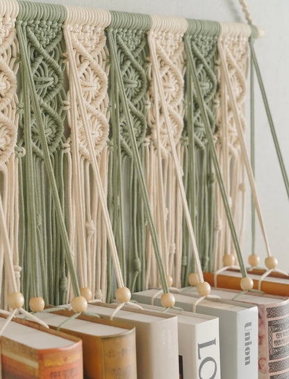Macrame Book Holder For Boho Living Room Decor
