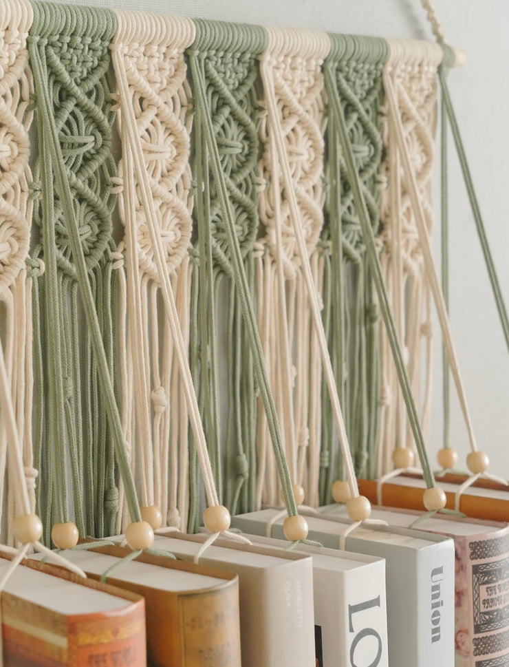 Macrame Book Holder For Boho Living Room Decor