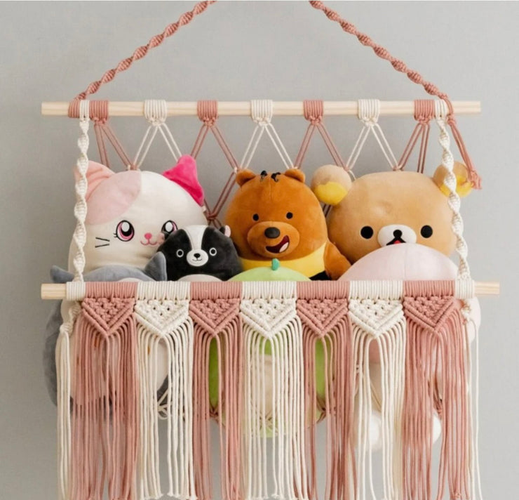 Stuff Animal Hammock For Boho Nursery Toy Storge And Wall Decor