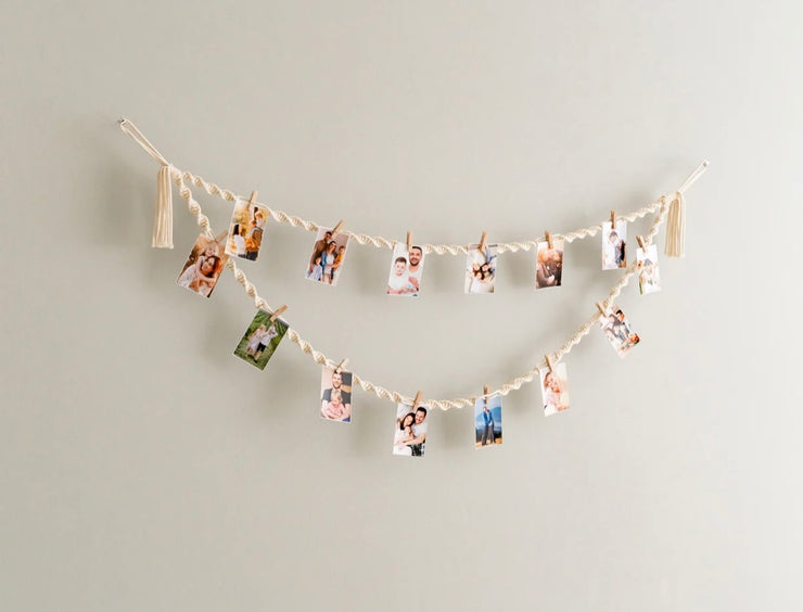 Macrame Photo Display For Boho Wall Decor And Custom Picture Holder