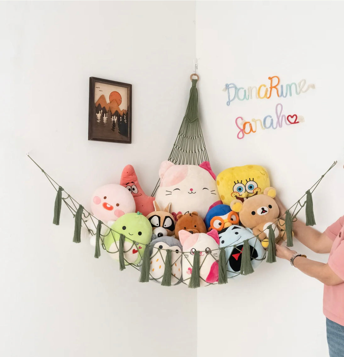 Macrame Toy Hammock For Boho Nursery Storage Solution