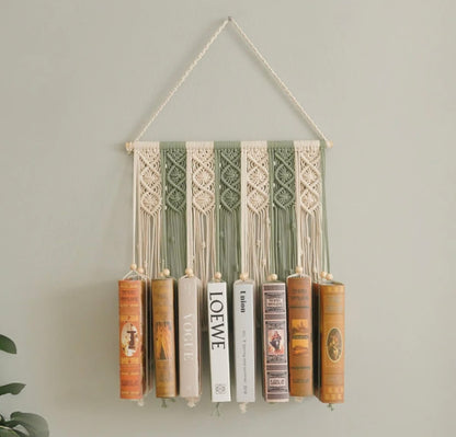 Macrame Book Holder For Boho Living Room Decor