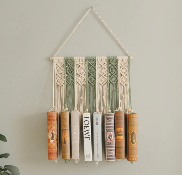 Macrame Book Holder For Boho Living Room Decor