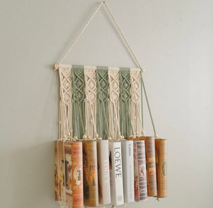 Macrame Book Holder For Boho Living Room Decor
