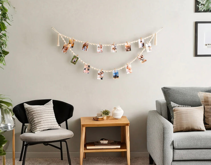 Macrame Photo Display For Boho Wall Decor And Custom Picture Holder