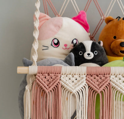 Stuff Animal Hammock For Boho Nursery Toy Storge And Wall Decor