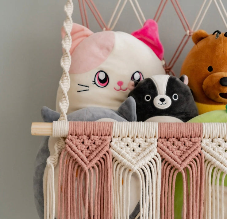 Stuff Animal Hammock For Boho Nursery Toy Storge And Wall Decor