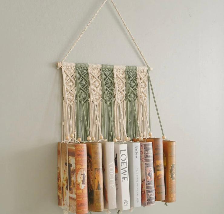 Macrame Book Holder For Boho Living Room Decor