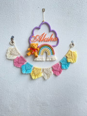 Macrame nameplate with hanging