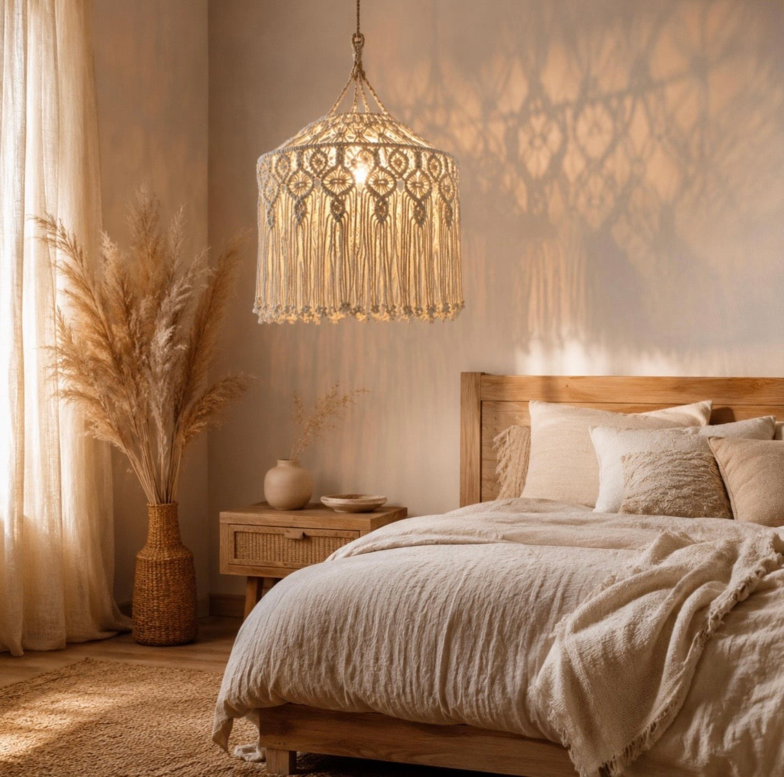 WARM GLOW MACRAME LAMPSHADE
