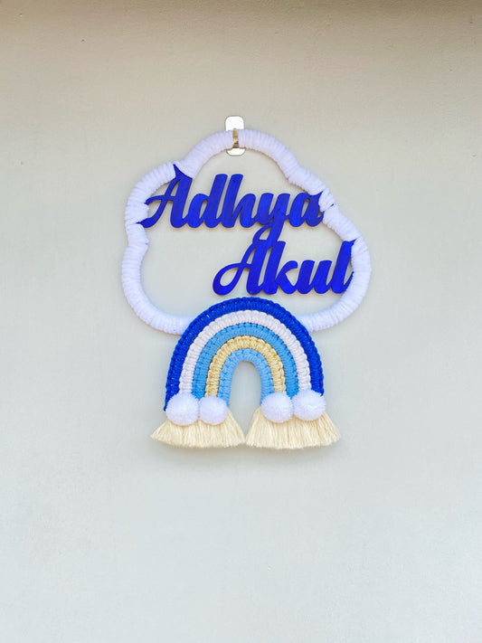 macrame nameplate India

customized nameplate

boho nameplate online

handmade macrame home décor

cotton wall name hanging