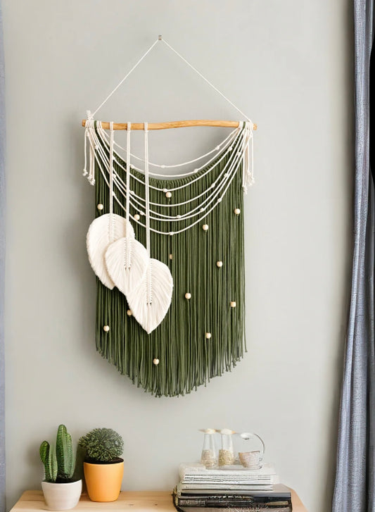 Wall hanging with feathers