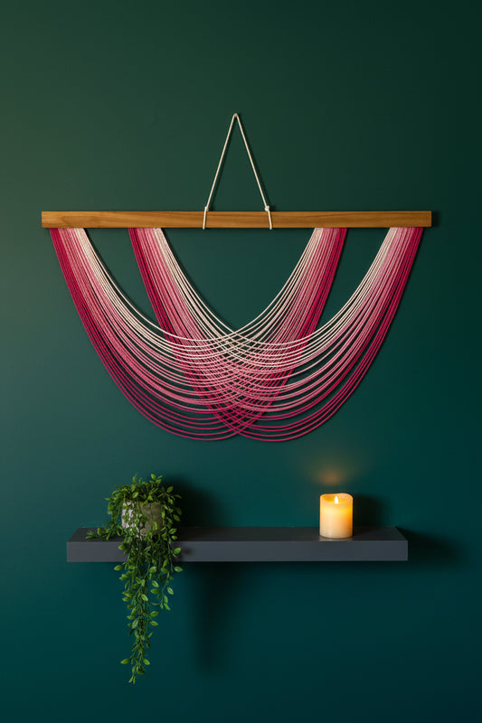 Macrame Pink Fiber Wall Hanging For Boho And Minimalist Home Decor