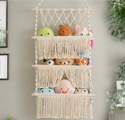 Macrame Squishmallow Net For Boho Toy Storage And Nursery Decor