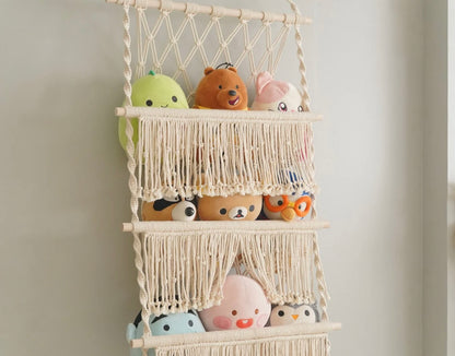 Macrame Squishmallow Net For Boho Toy Storage And Nursery Decor