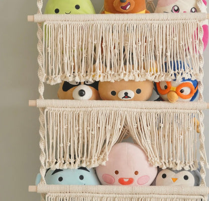 Macrame Squishmallow Net For Boho Toy Storage And Nursery Decor