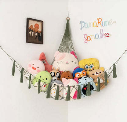 Macrame Toy Hammock For Boho Nursery Storage Solution