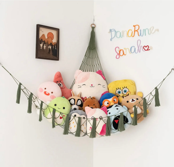 Macrame Toy Hammock For Boho Nursery Storage Solution