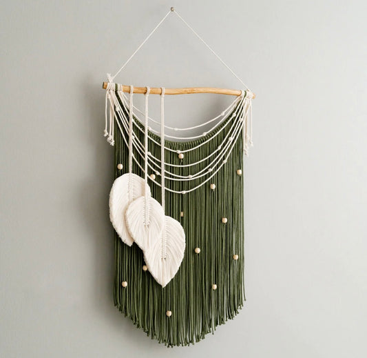 Wall hanging with feathers