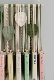 MACRAME LEAVES BOOKSHELF FOR BOHO WALL ART AND MID CENTURY MODERN DECOR