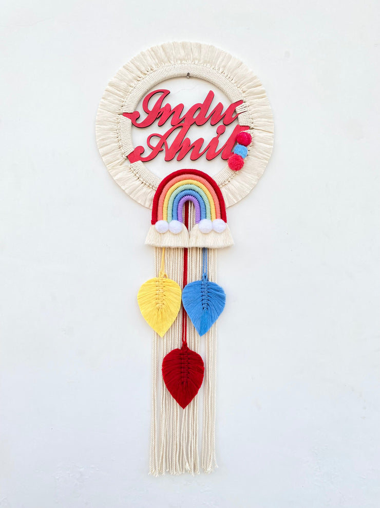 Macrame Round customised nameplate