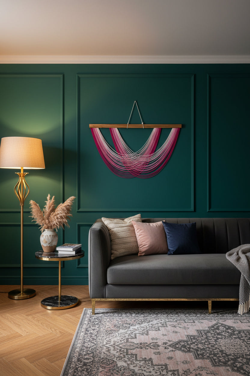 Macrame Pink Fiber Wall Hanging For Boho And Minimalist Home Decor