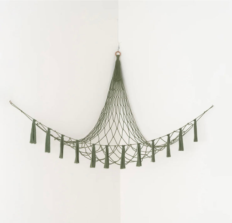 Macrame Toy Hammock For Boho Nursery Storage Solution