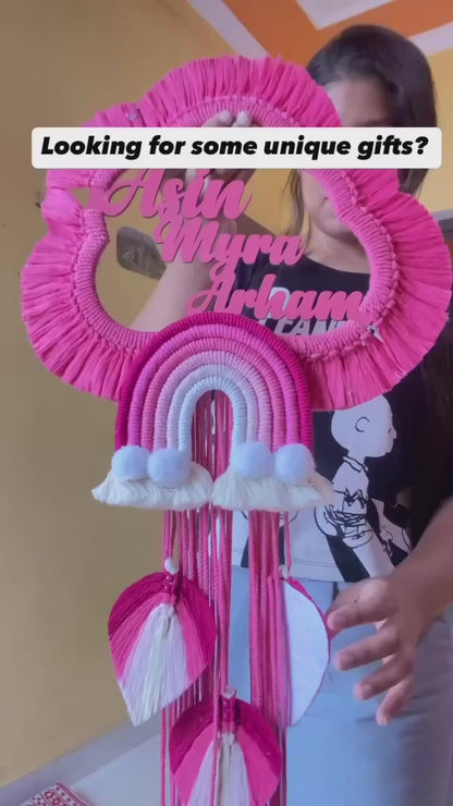 Macrame pink nameplate